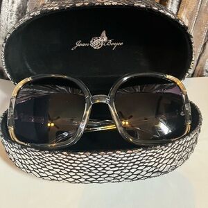 Joan Boyce Elegant Sunglasses Clear Frames with Gold Accents